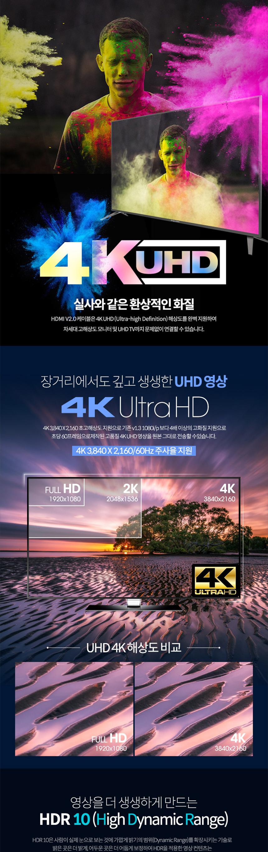 Coms 디스플레이포트 to HDMI 변환 케이블 3M - DP 1.2 HDMI 2.0 DisplayPort/디스플레이포트/HDMI케이블/3