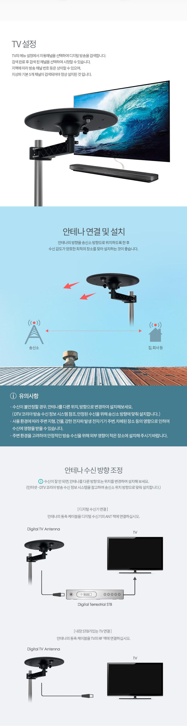 Coms 디지털 TV 실외용 안테나 수신기 (UFO-5N) UFO형 안테나 케이블 10M 포함/영상가전액세서리/안테나/TV