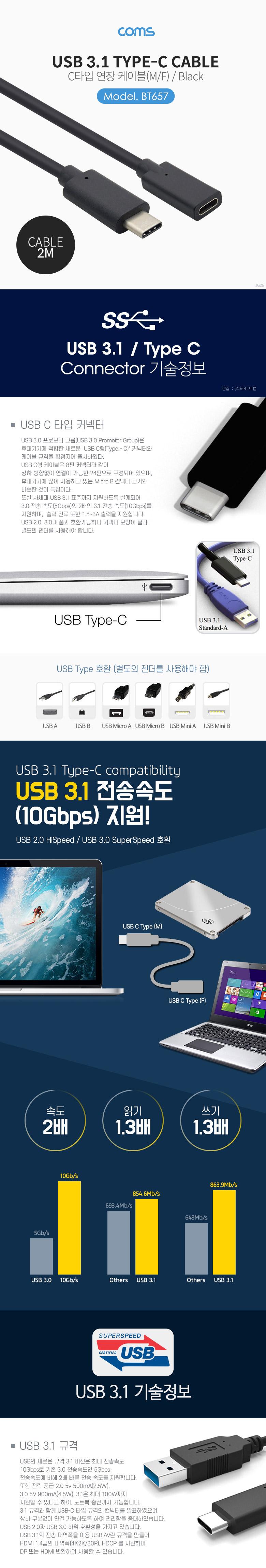 Coms USB 3.1 Type C  ̺ 2M CŸ to CŸ ̺ USB̺ CŸ̺ ̺ Ʈũ̺ PC̺ ǻ̺ ̺ ̺ ̺