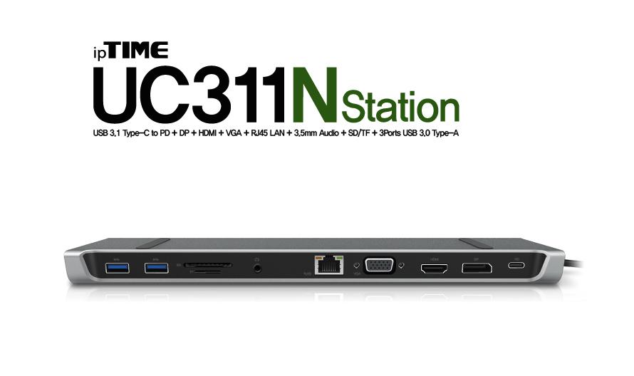 IPTIME UC311NStation USB3.0멀티포트/도킹거치대/도킹스테이션/C타입도킹/C타입도킹스테이션/노트북허브/