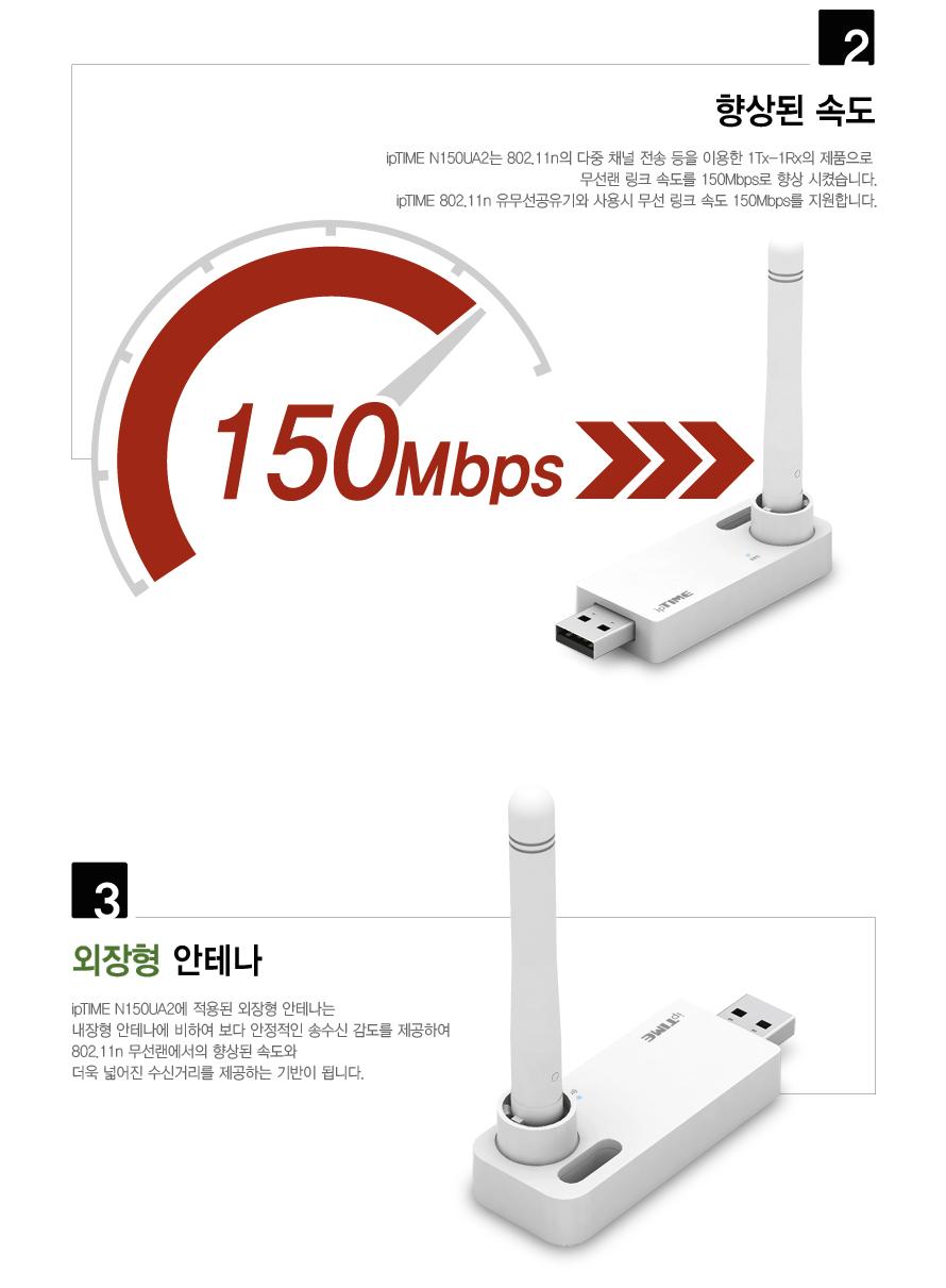 IPTIME N150UA2 USB2.0무선랜카드/랜카드/무선랜카드/무선랜/LANCARD/외장안테나형랜카드/외장안테나형USB