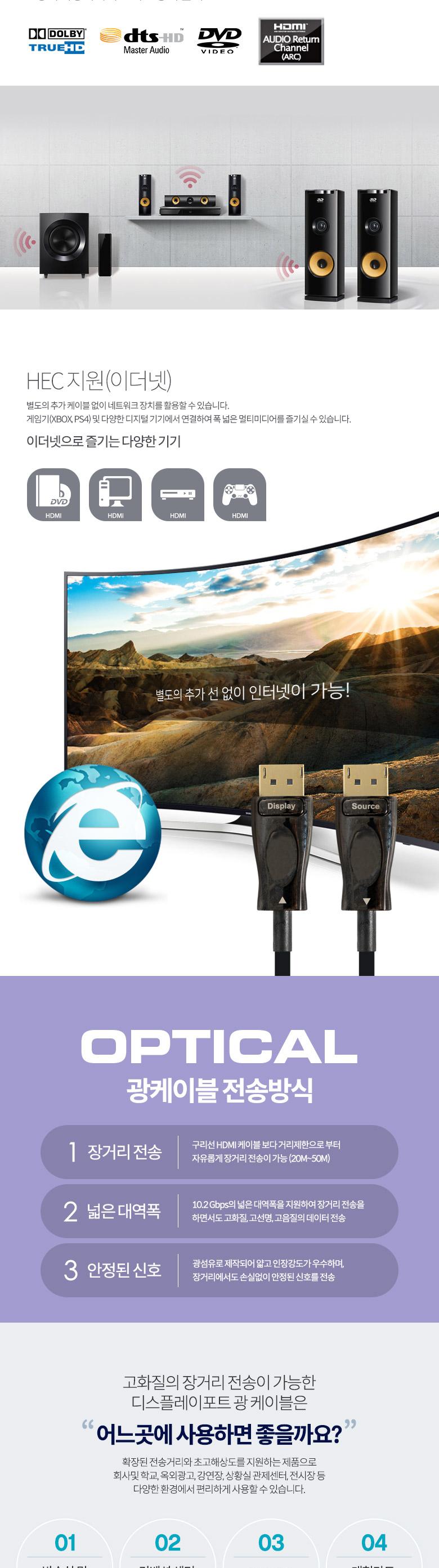 Coms 디스플레이포트 광 리피터 케이블 8K 60Hz 10M/케이블/광케이블/디스플레이포트광케이블/하이브리드광