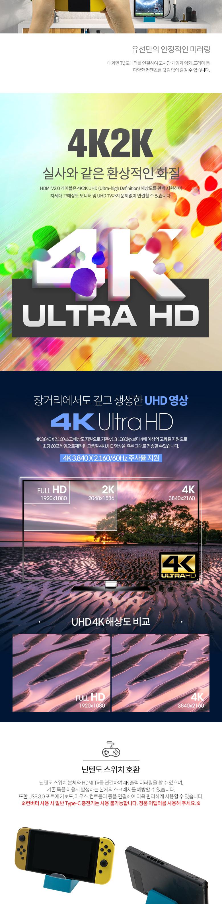 Coms USB 3.1(Type C) 컨버터 3 in 1 스마트폰 닌텐도 스위치 USB 3.0 HDMI PD 4K2K/컨버터/C타입컨버터/타
