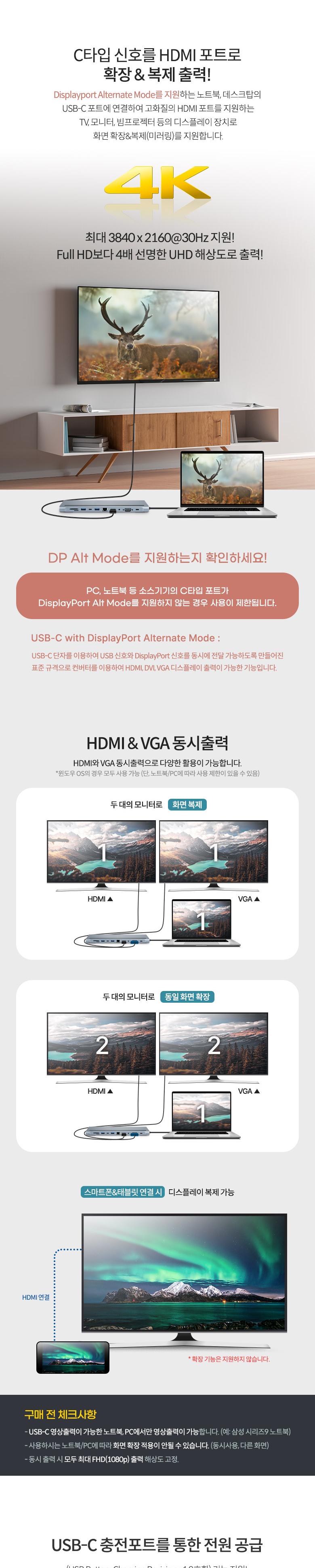 Coms 11 in 1 C타입 멀티 허브 HDMI 4K 30Hz VGA USB 3.1(Type C) PD SD TF Card Micro SD USB 3.0 3.5mm오