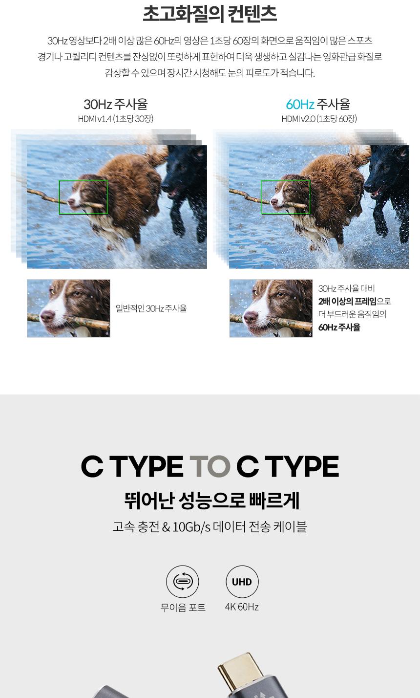 Coms USB 3.1(Type C) GEN2 PD 고속충전 연장 케이블 4K 60Hz UHD 데이터전송 메쉬 10G C타입 M F 3M/USB31