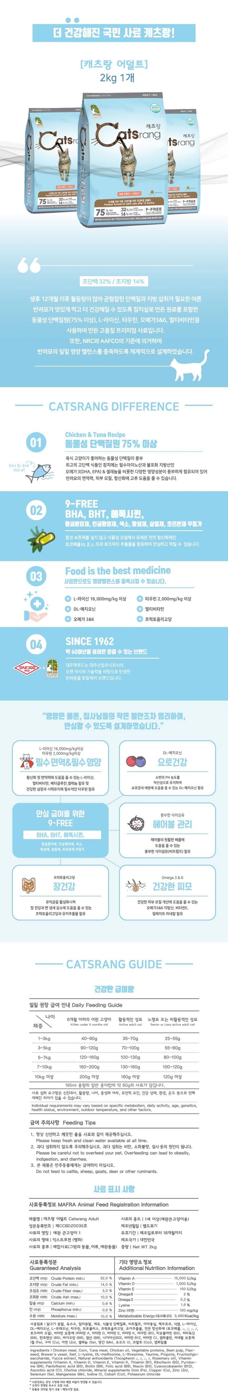 NEW 뉴캐츠랑 어덜트 2kg/어덜트사료/성묘용사료/고양이사료/애완동물사료/애묘용사료/애묘사료/반려동물사