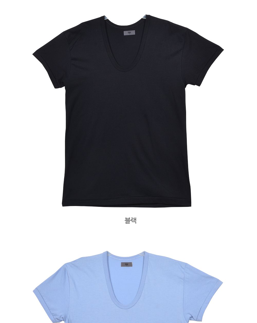 (95 블랙) (트라이)(칼라T셔츠)착용감 좋은 순면 베이직 컬러 남성 반팔런닝/여름런닝/반팔런닝/남자런닝/
