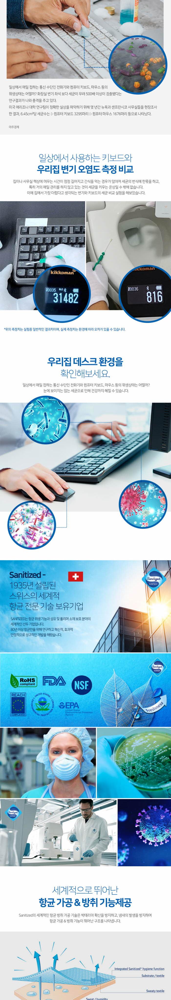 EQ medic)SANITIZE 항균마우스패드(P1 네이비)/네이비마우스받침/마우스받침대/마우스대/마우스거치/마우스