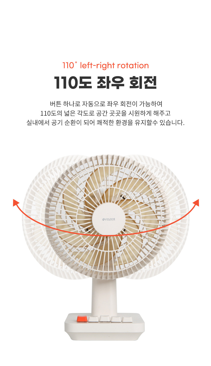 로제트 레트로 좌우회전 데스트 선풍기 RX-8110 화이트/레트로선풍기/탁상용선풍기/탁상선풍기/책상선풍기/
