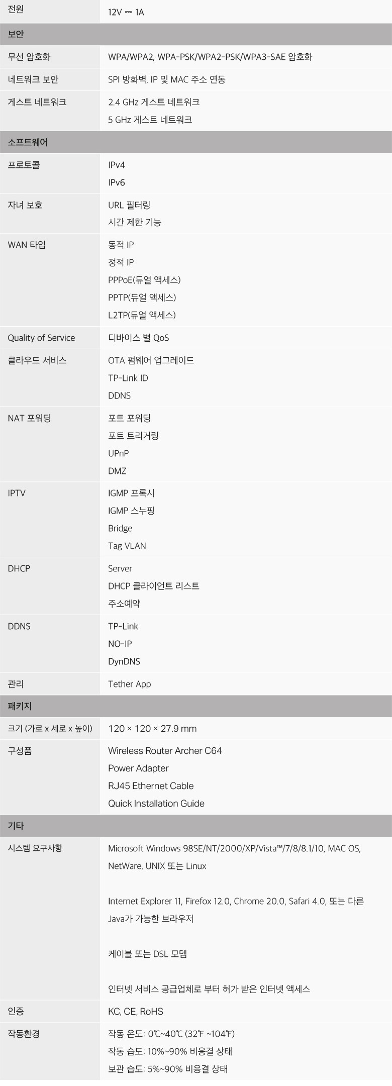 티피링크 기가 유무선공유기 Archer C64/유무선공유기/무선공유기/와이파이공유기/유선공유기/기가공유기/