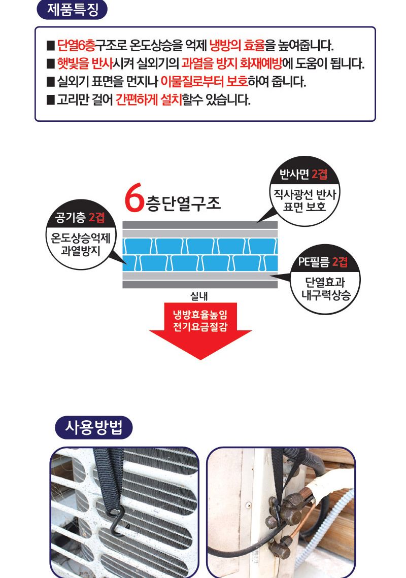 단가인하 국산 가정용 (중형) 벽걸이형 에어컨실외기 절전커버 햇빛가리개 차양막 실외기커버/에어컨커버/