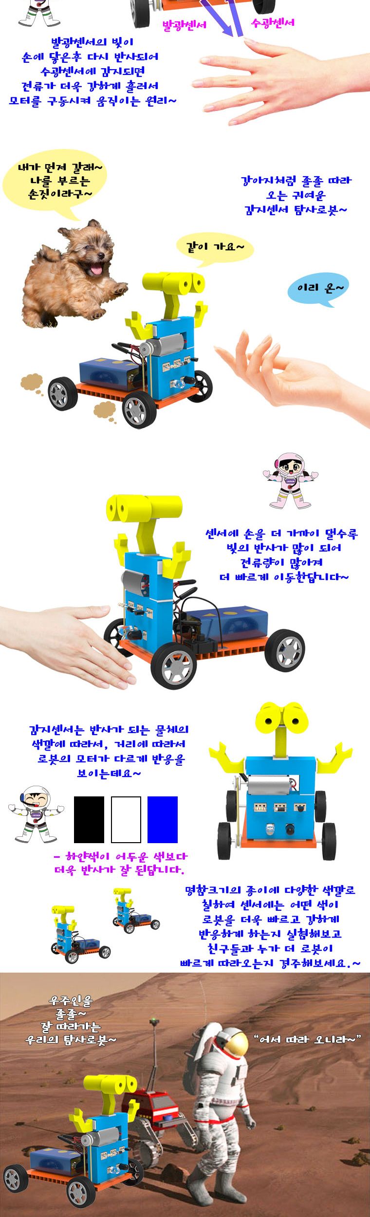 뉴 광센서 따라오는 탐사로봇/로봇/탐사로봇/과학교구/감지센서로봇/가정용로봇만들기/가정용탐사로봇만들