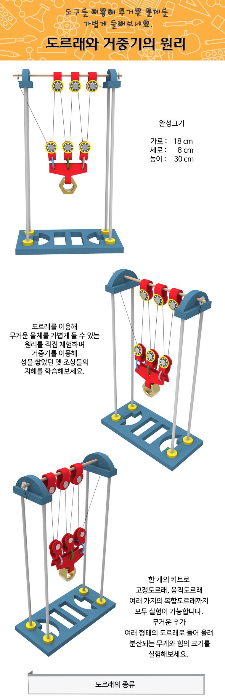 뉴 도르래와 거중기의 원리/만들기/만들기재료/학습재료/학습도구/만들기준비물/교구/과학교구/학습교구/만