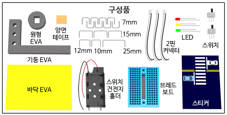 뉴 브레드보드 3색 LED 신호등/만들기/만들기재료/학습재료/학습도구/만들기준비물/교구/과학교구/학습교구
