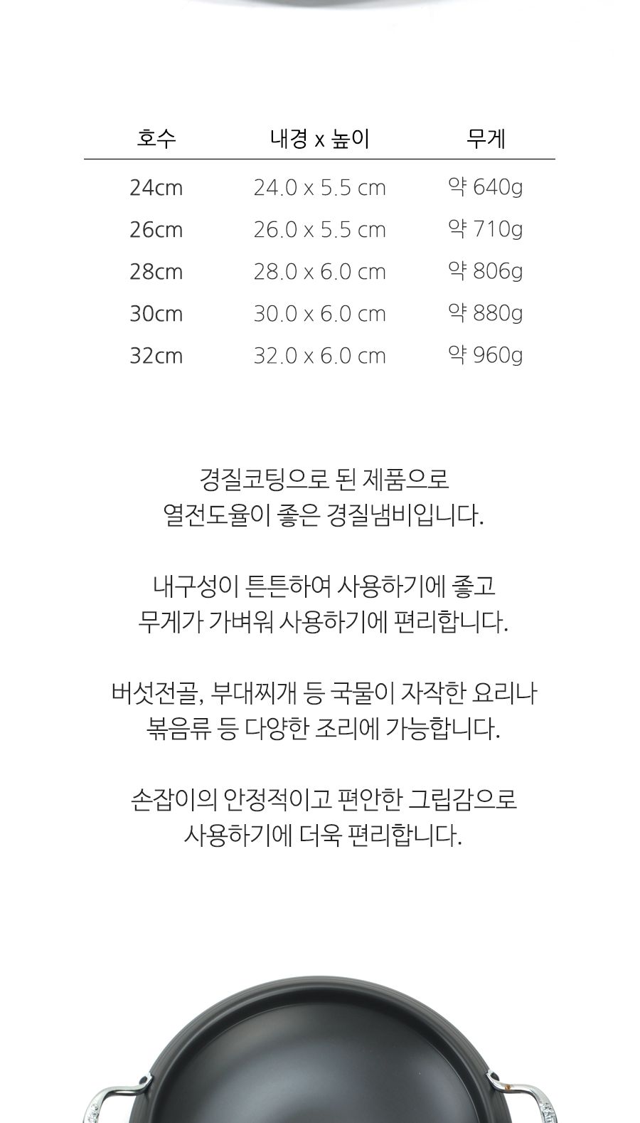 (경질 신형 곱창전골 32cm) 업소용 경질 신형곱창전골냄비 부대찌개 수육 쭈꾸미 닭갈비/냄비/전골/전골냄
