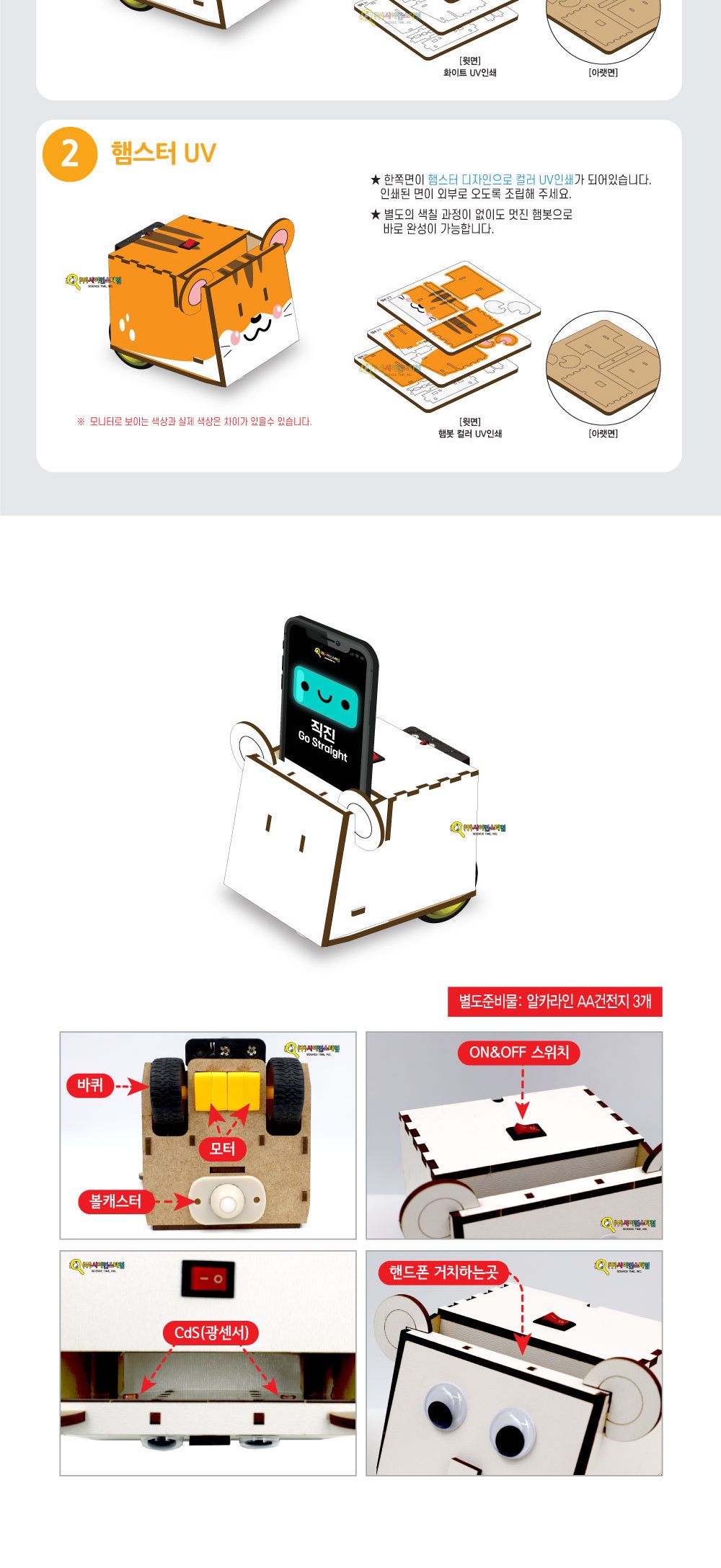 (프리미엄 우드공작 시리즈)이미지 코딩 로봇 햄봇 만들기/코딩로보트/코딩로봇만들기/코딩로봇패키지/코딩