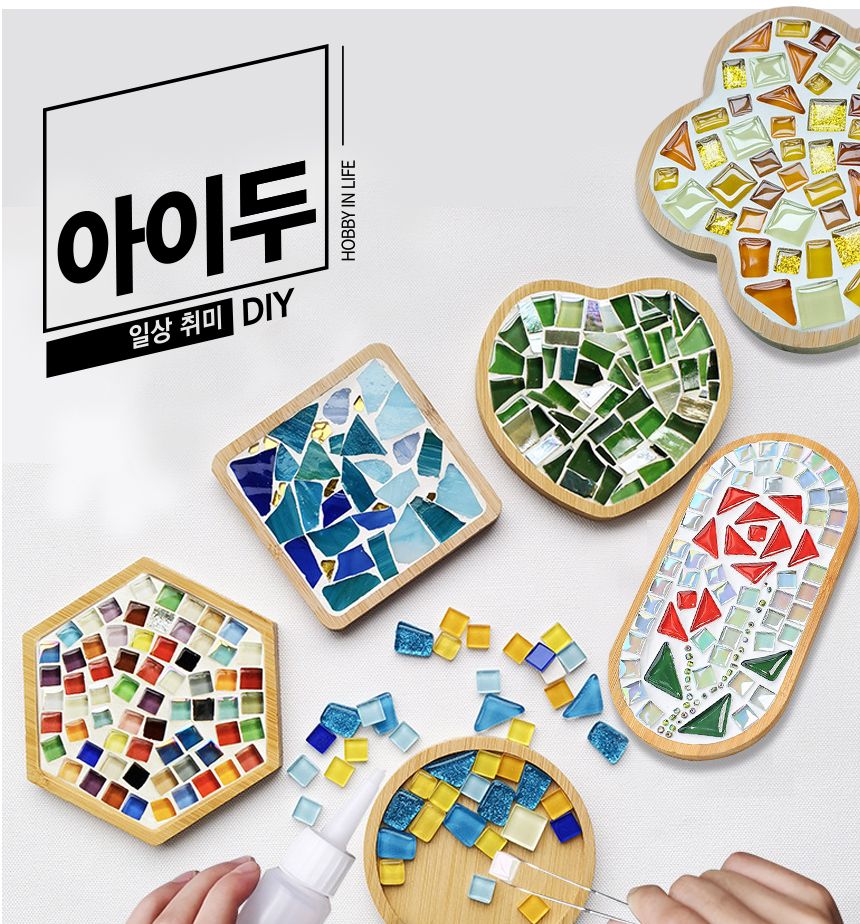 (사각 플라워 - 레드) DIY 타일 티코스터 만들기 세트 타일공예 모음전/컵받침/컵받침대/맥주받침대/코스터