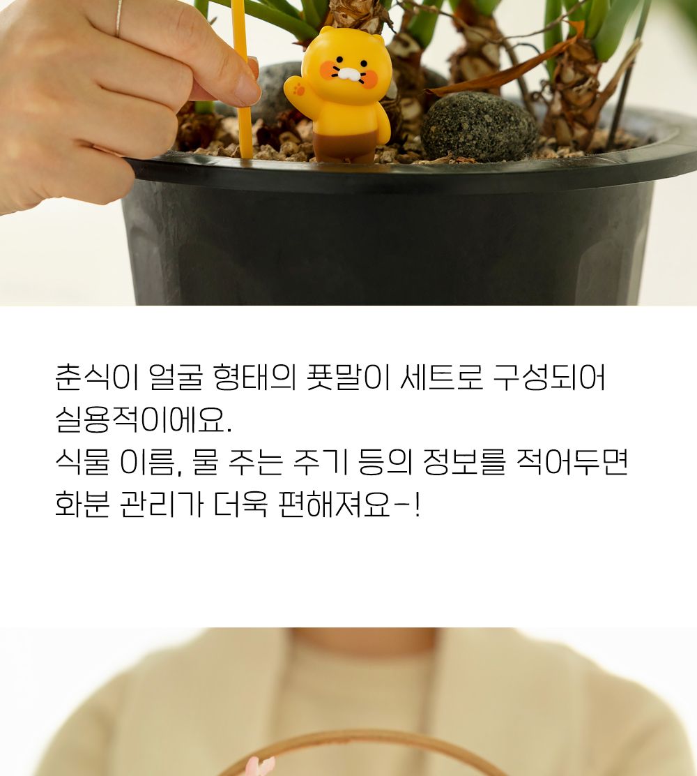 카카오프렌즈 춘식이 화분 피규어 세트/식물이름표/식물네임텍/식물네임택/네임택피규어세트/네임텍피규어