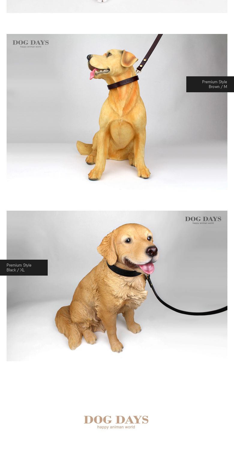 (DOGDAYS)프리미엄 가죽 목줄 엘로우 (XS.S.M.L)/목줄/반려견용/강아지용/개목걸이/개목줄/수공예가죽줄/강