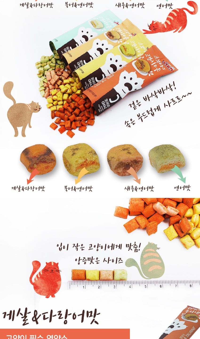 (더캣츠) (30P 한박스상품) 쿠키샌드-북어연어맛-20g/고양이간식/반려묘간식/애묘간식/길고양이간식/길냥이