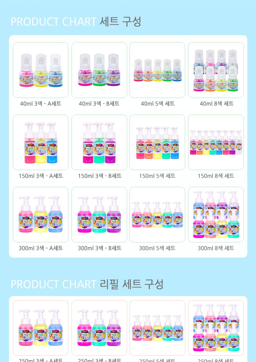 뭉게구름 거품물감 300ml 5색 세트/거품물감/물감놀이/구름물감/미술놀이/어린이물감/놀이물감/형광물감/입