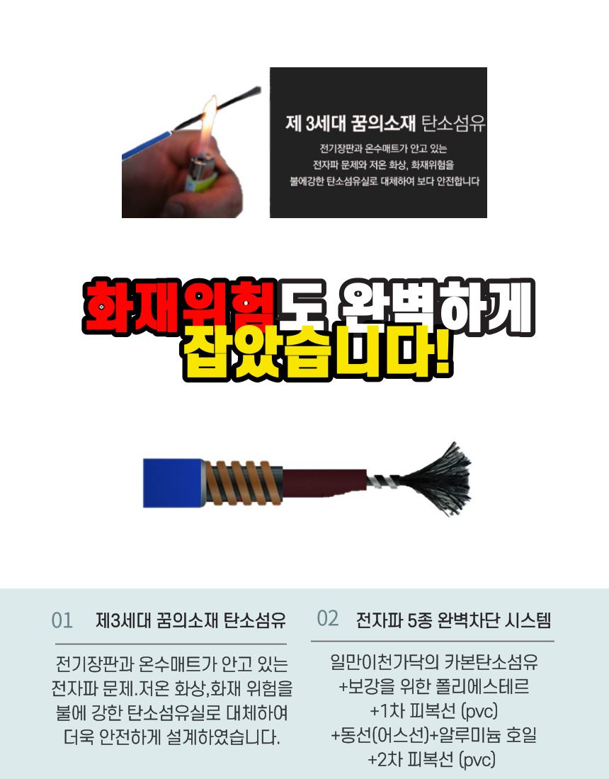 탄소매트 온열 숯 더블 2인용 분리난방 면/전기장판/전기요/장판/겨울장판/거실장판/침대전기장판/침대전기