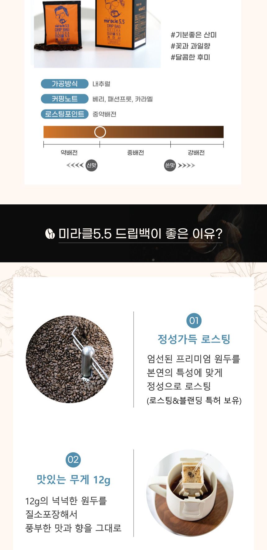 미라클5.5 게이샤 드립백커피 12gX9ea/드립커피/드립백커피/티백커피/핸드드립커피/선물용드립백커피/명절