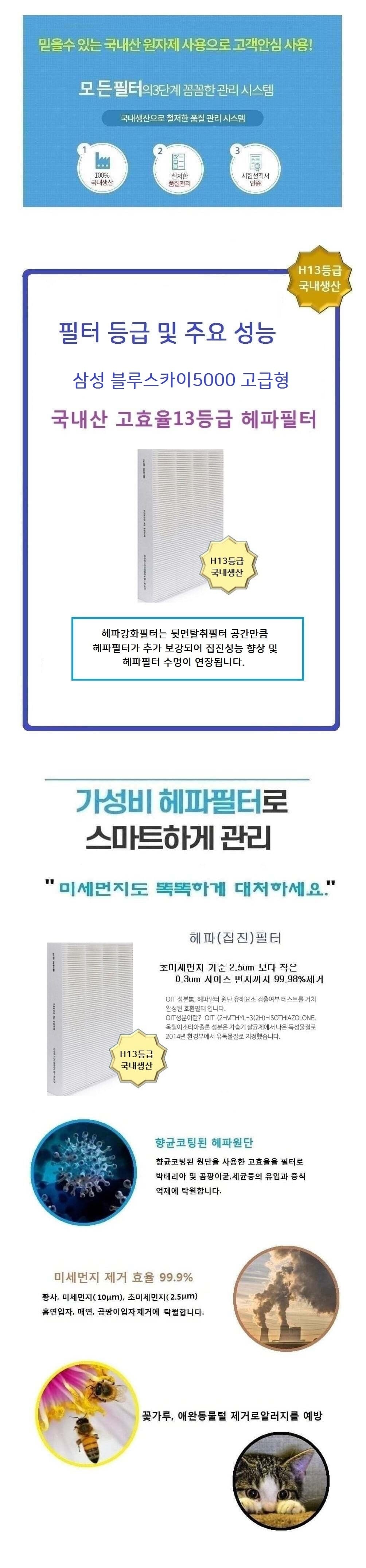 호환 삼성 CFX-D100D 국산 헤파전용 AX60K5051WDD/필터/공기청정필터/공기청정기필터/공기정화필터/공기정