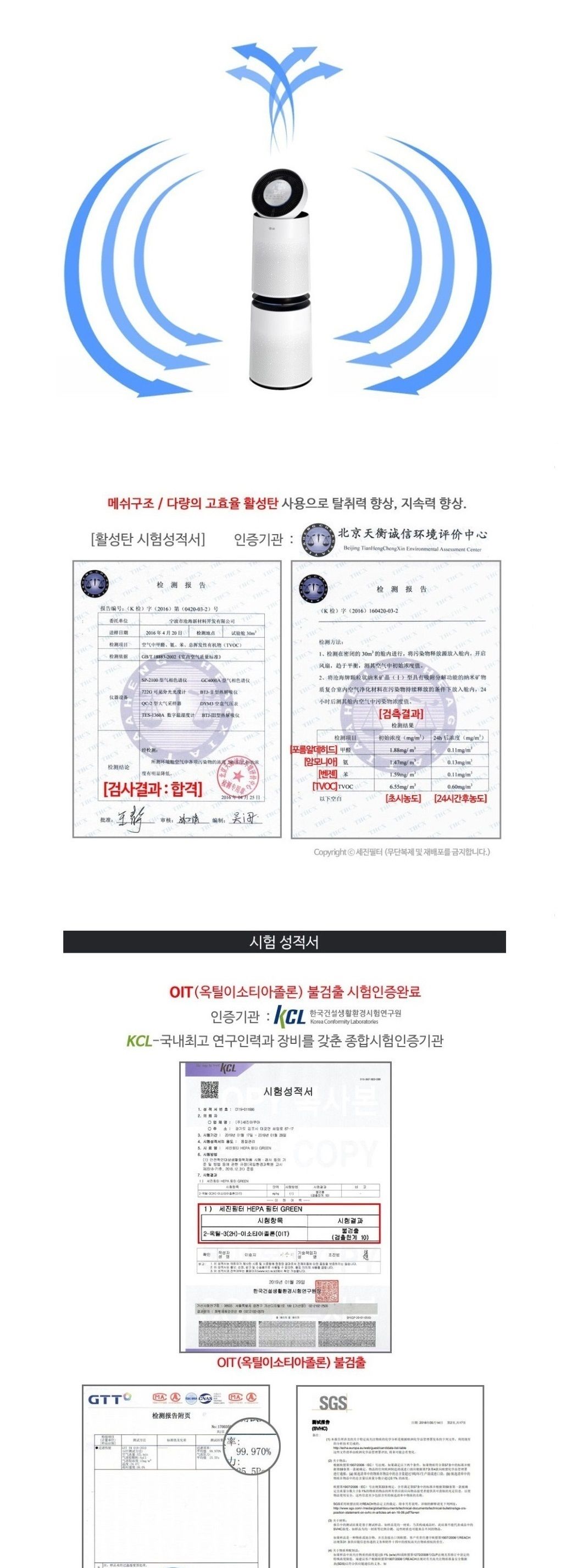 엘지 퓨리케어2단형 헤파탈취 2개 AS247DWE 호환필터/퓨리케어/퓨리케어필터/퓨리케어리필필터/엘지청정기