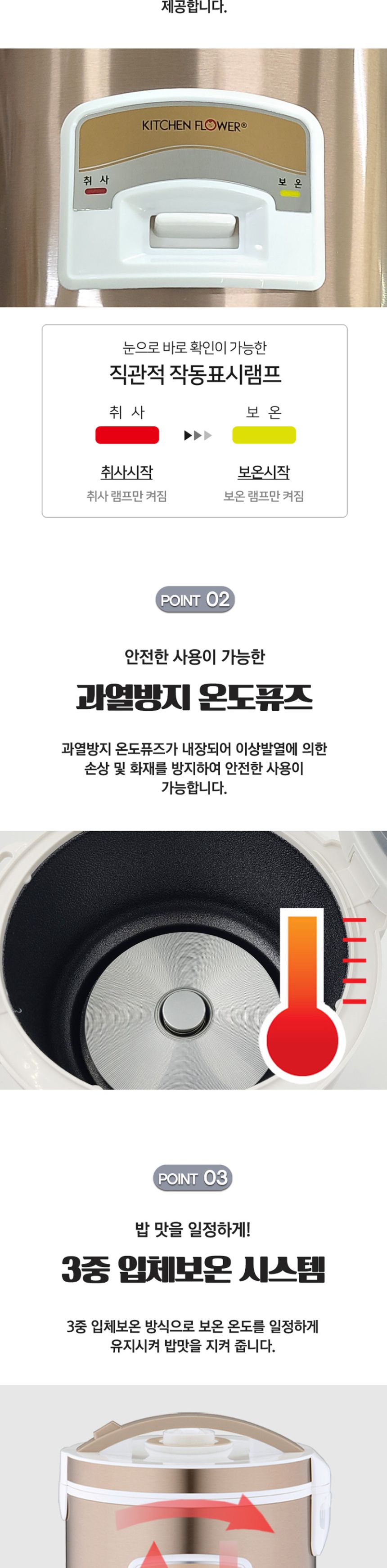 키친플라워600 쿠킨 전기밥통 6인용 전기밥솥/가정용전기밥통/육인용전기밥통/전기보온밥솥/주방전기밥솥/