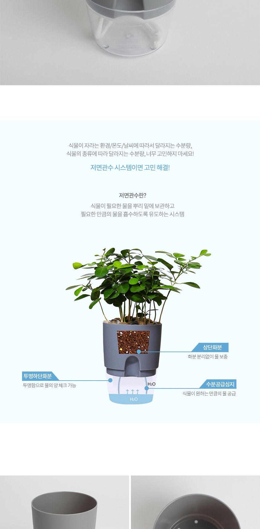 저면관수 미니 화분 1개/화분/플라스틱화분/미니화분/원예용화분/가정용화분/급수화분/급수용화분/저면관수