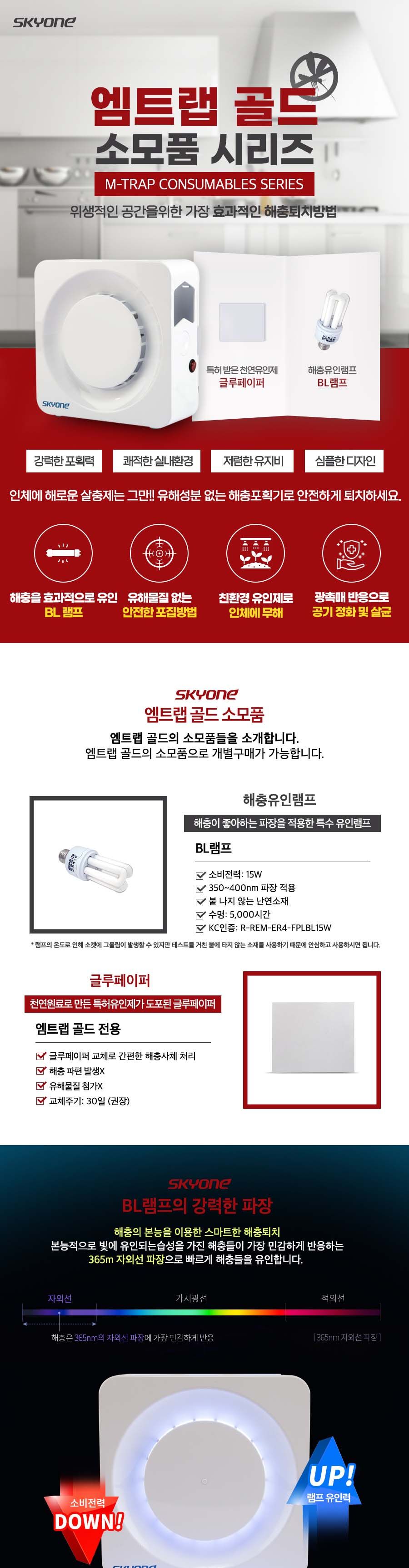 엠트랩 골드 소모품 - 글루페이퍼 10장/포충기/실내포충기/가정용포충기/휴대용포충기/캠핑용포충기/벌레잡