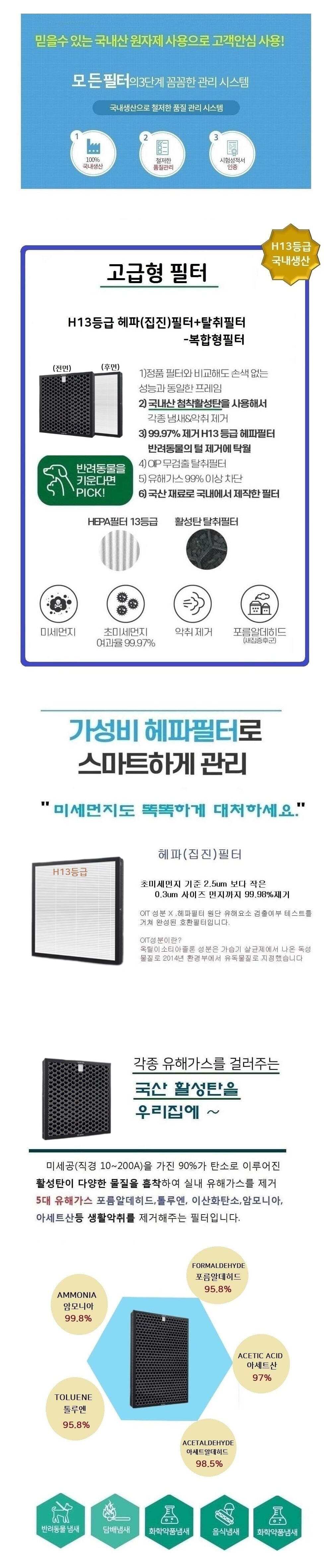 위니아 복합3 GPA16COASW 공기청정필터호환 H13 국산/위니아필터/청정기호환필터/위니아청정기/위니아교체