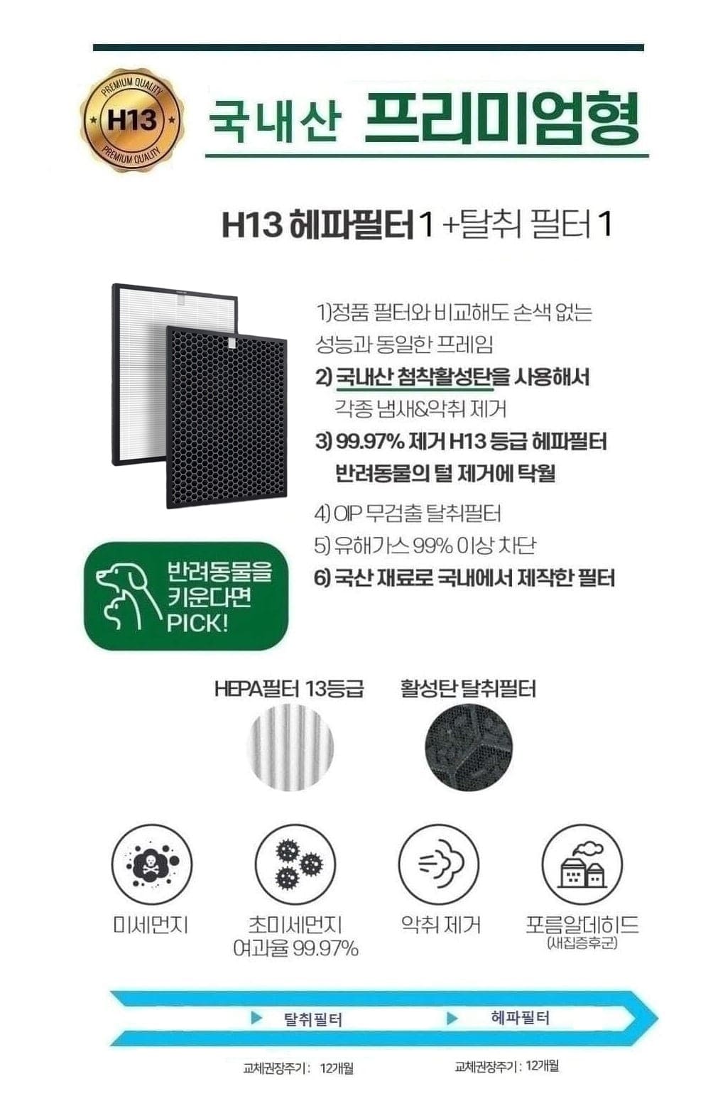 코웨이 AP-1019E 에어 카트리지 호환 필터 H13/공기청정기필터/공기청정기/공기청정기용필터/공기청정기호