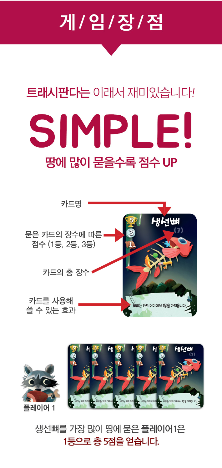 보임-트래시판다 Trashpandas/판다게임/보드게임/가족게임/재미있는게임/여행게임/휴대용게임/테이블게임/