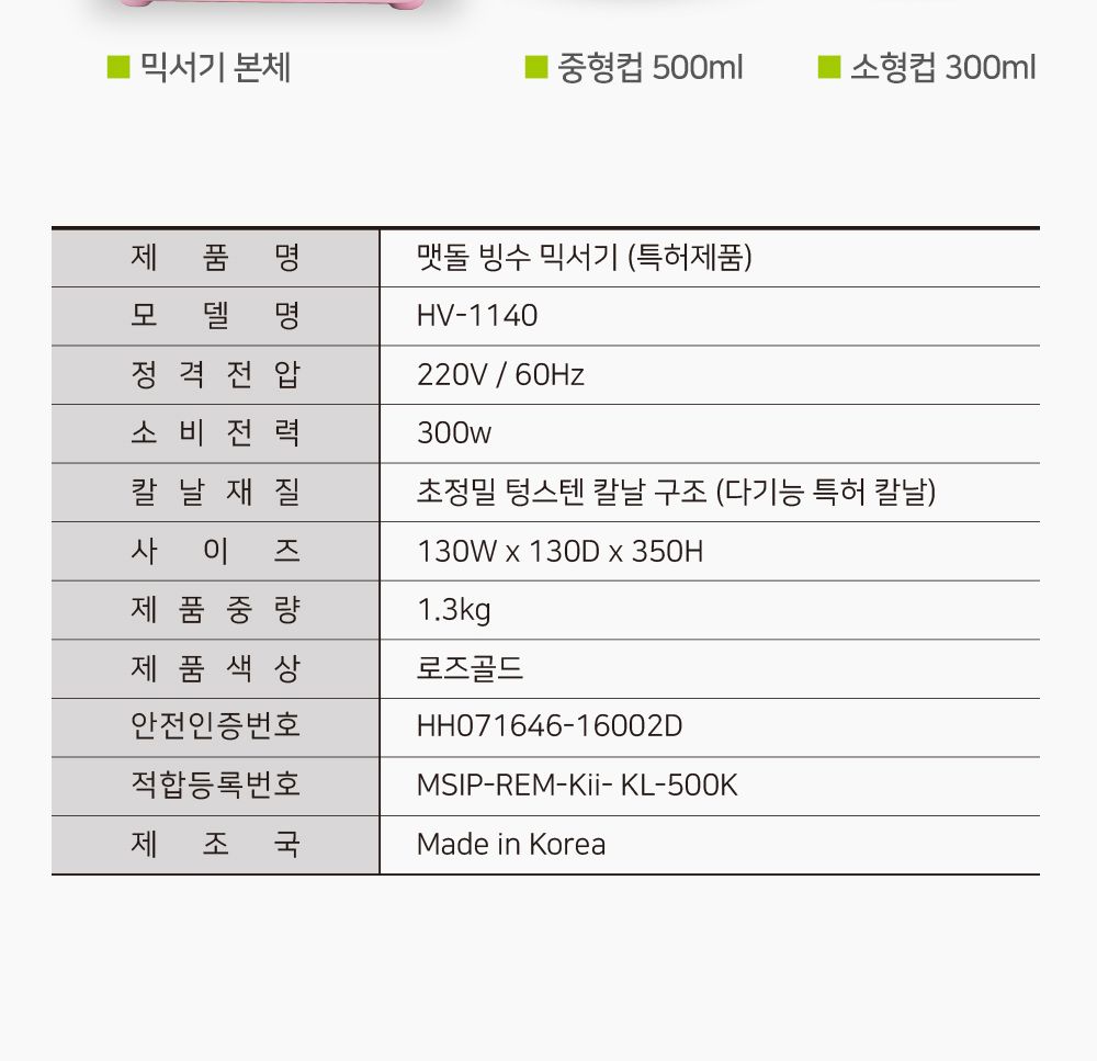 한빛 맷돌 빙수믹서기(HV-1140)/빙수기/팥빙수기/믹서기/빙수믹서기/팥빙수믹서기/얼음믹서기/아이스믹서기