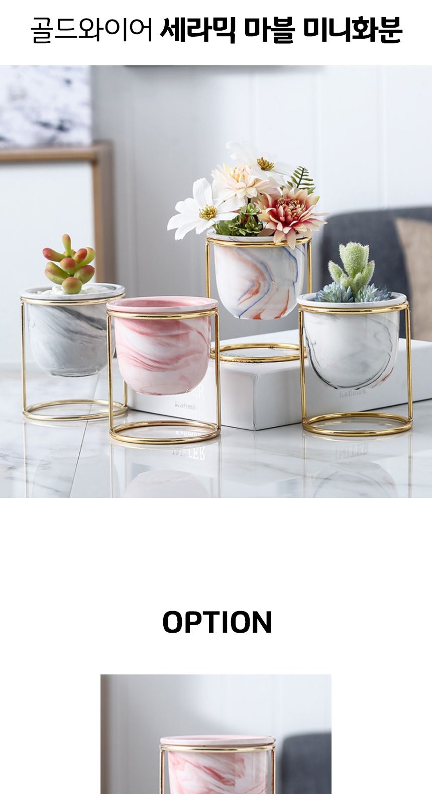 에이치앤디 골드라인 세라믹 다육이 미니화분/화분/미니화분/다육이화분/세라믹화분/인테리어화분/골드와이