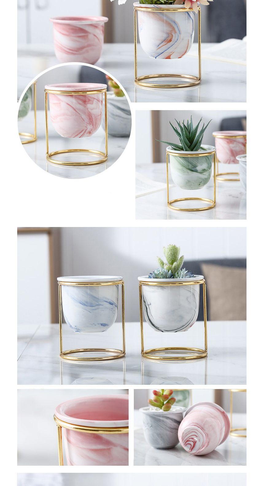 에이치앤디 골드라인 세라믹 다육이 미니화분/화분/미니화분/다육이화분/세라믹화분/인테리어화분/골드와이