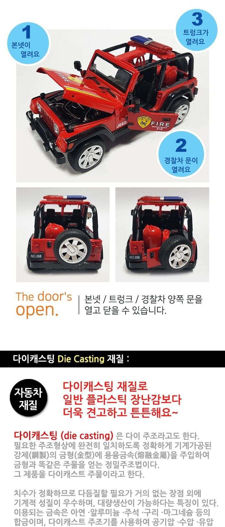 특수 소방 JEEP 지프차/지프차/소방차/미니카/자동차/다이캐스트/다이캐스팅/소방자동차/소방지프차/미니소
