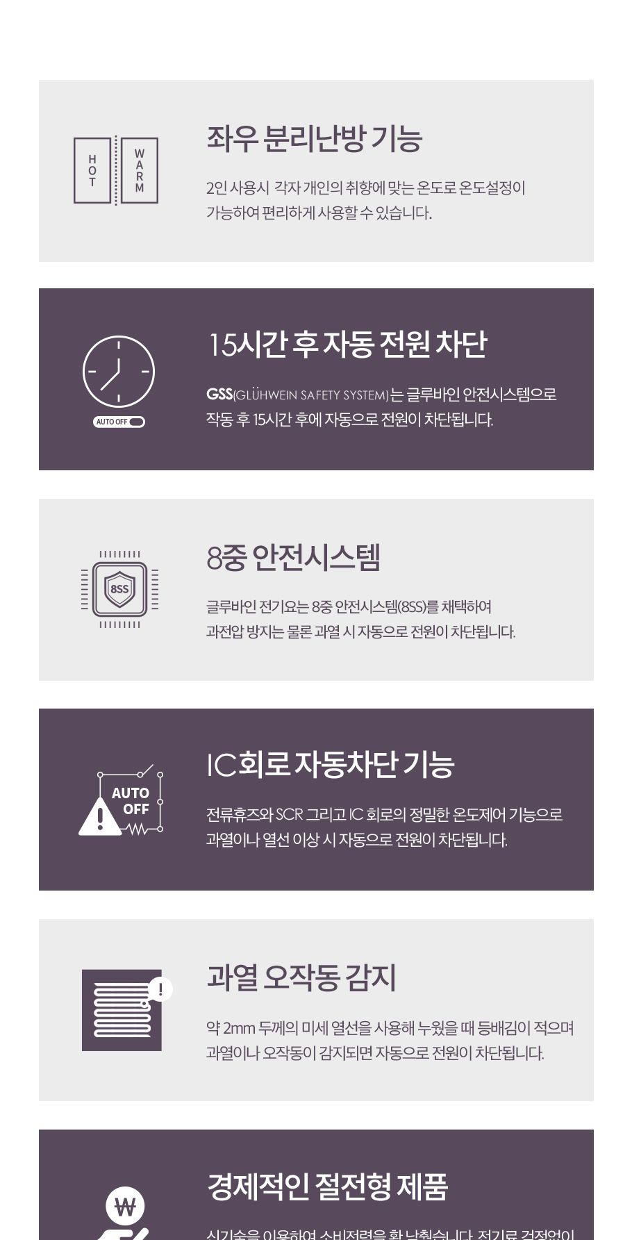 글루바인 전자파안심 좌우 분리난방 전기요 바르 퀸/전기장판/전기매트/전기요/타이머전기장판/타이머전기