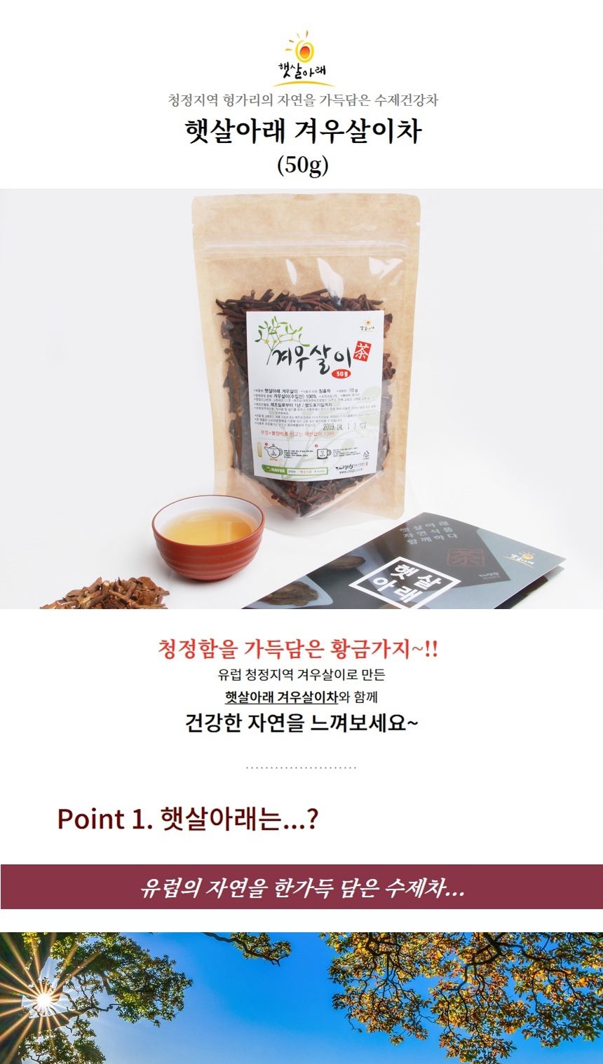 햇살아래 겨우살이차 50g/겨우살이차/말린겨우살이차/건겨우살이차/후식차/디저트차/다과차/겨우살이음료/