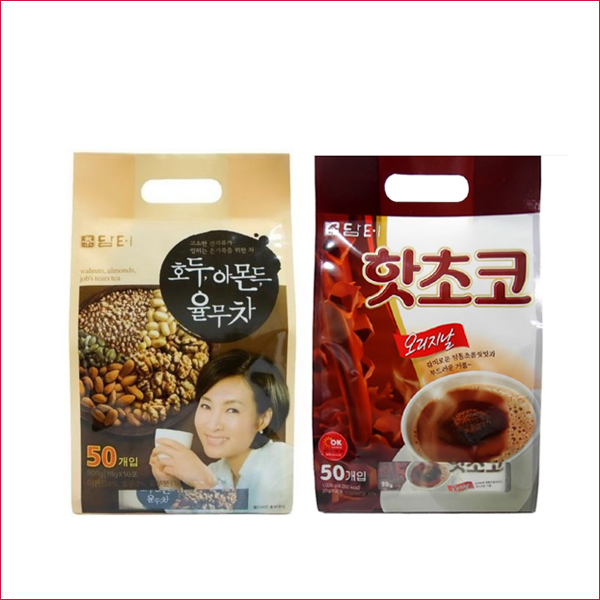 담터 실속형 분말차 50개입(핫초코호두.아몬드.율무차) 율무차 핫초코 스틱차 간편스틱차 일회용스틱차 일회용차 다과차 디저트차 후식차 맛있는차