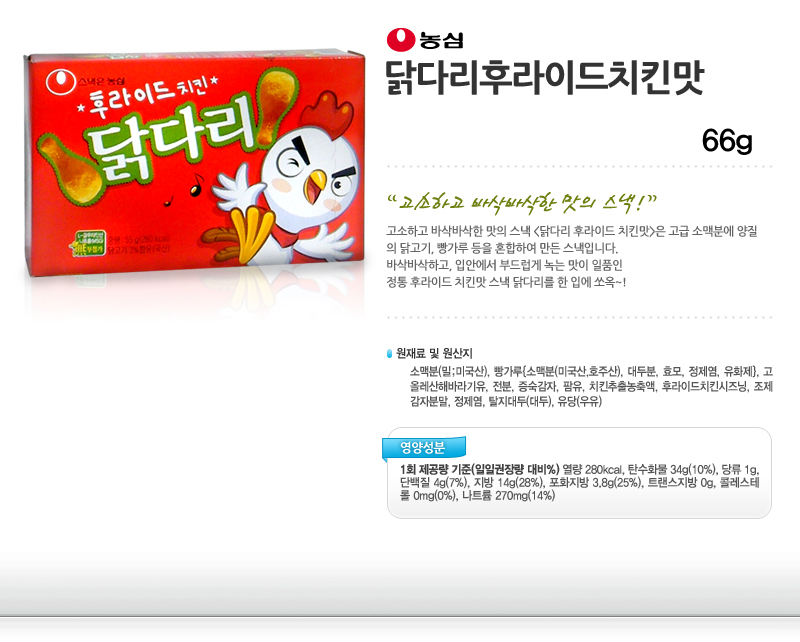 닭다리 후라이드치킨맛 66gx20입