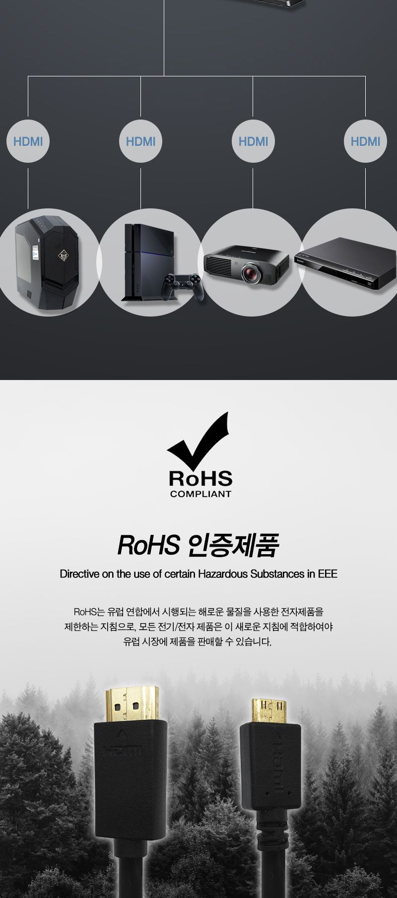 HDMI to Mini HDMI 2.0 케이블 2m . 4K 60Hz (20335)/HDMI케이블/케이블/컴퓨터케이블/PC케이블/영상케이블