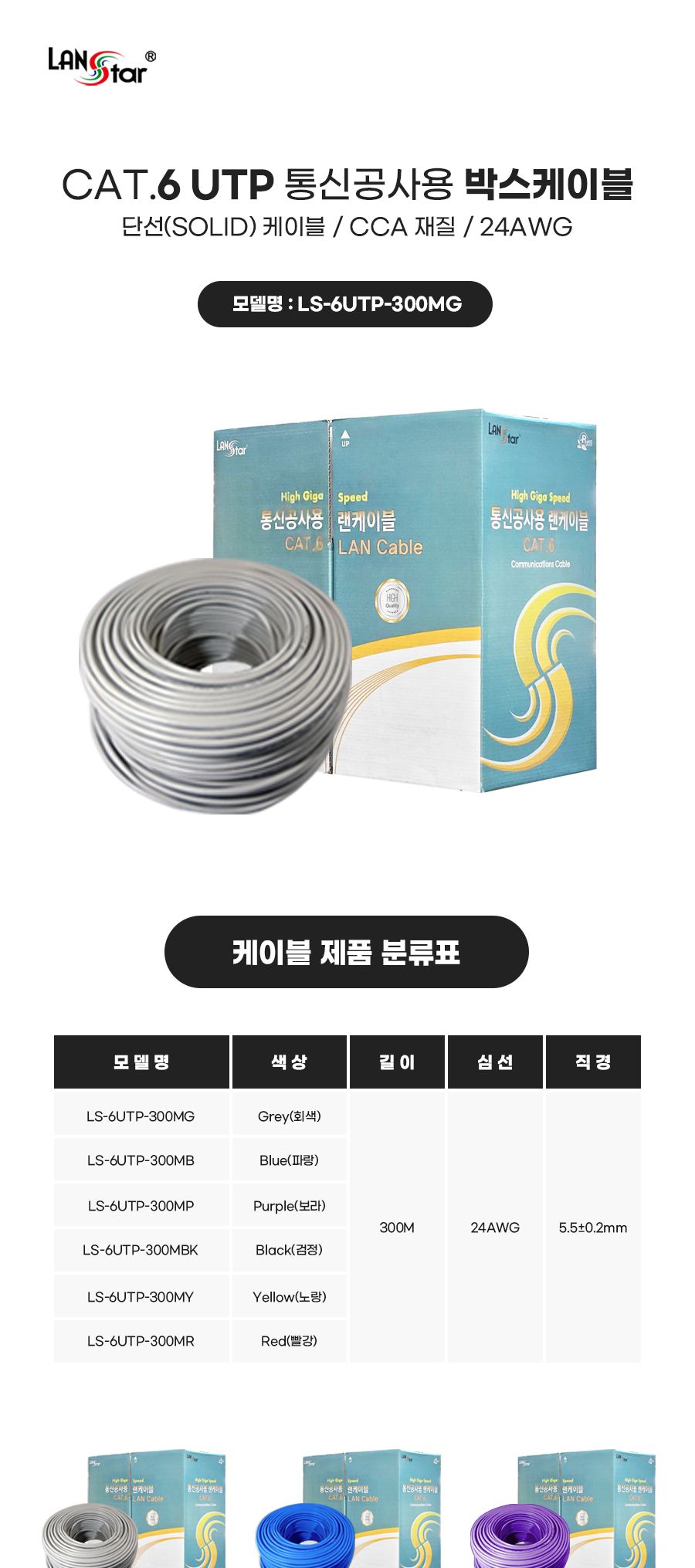 UTP 랜케이블 . CAT.6. BOX. 300M . Grey. BOA (10116)/케이블/랜케이블/인터넷케이블/인터넷선/컴퓨터랜선