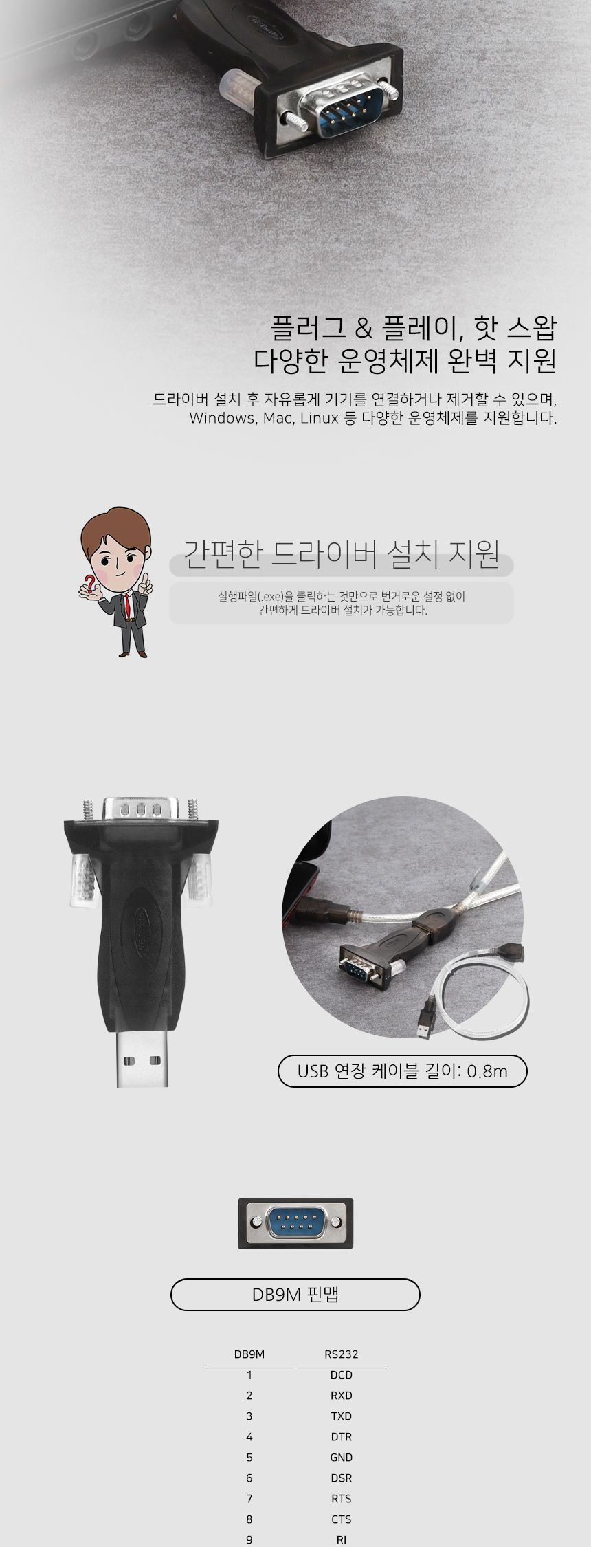 NETmate KW-825(S2) USB2.0 시리얼 변환기(shot type)/시리얼/시리얼변환/시리얼변환기/USB20시리얼/USB20