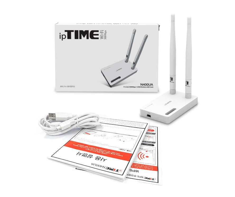ipTIME N400UA USB 무선랜카드 (300Mbps)/랜카드/무선랜카드/LAN카드/무선LAN카드/네트워크장비/간편설치/