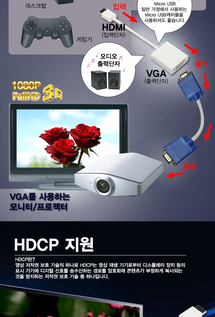 HDMITOVGA컨버터/VGA변환컨버터/컨버터케이블/VGA/젠더케이블/HDMITOVGA변환컨버터/젠더/컨버터/VGA신호변