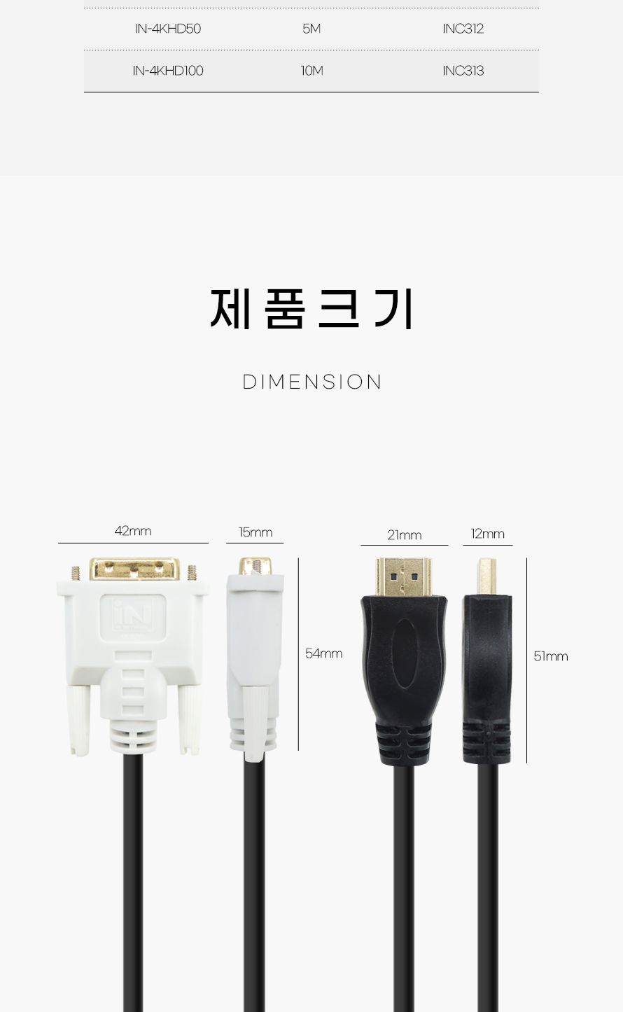인네트 IN-4KHD100 HDMI 2.0 to DVI 듀얼링크 케이블 10m INC313/케이블/모니터케이블/컴퓨터모니터케이블/