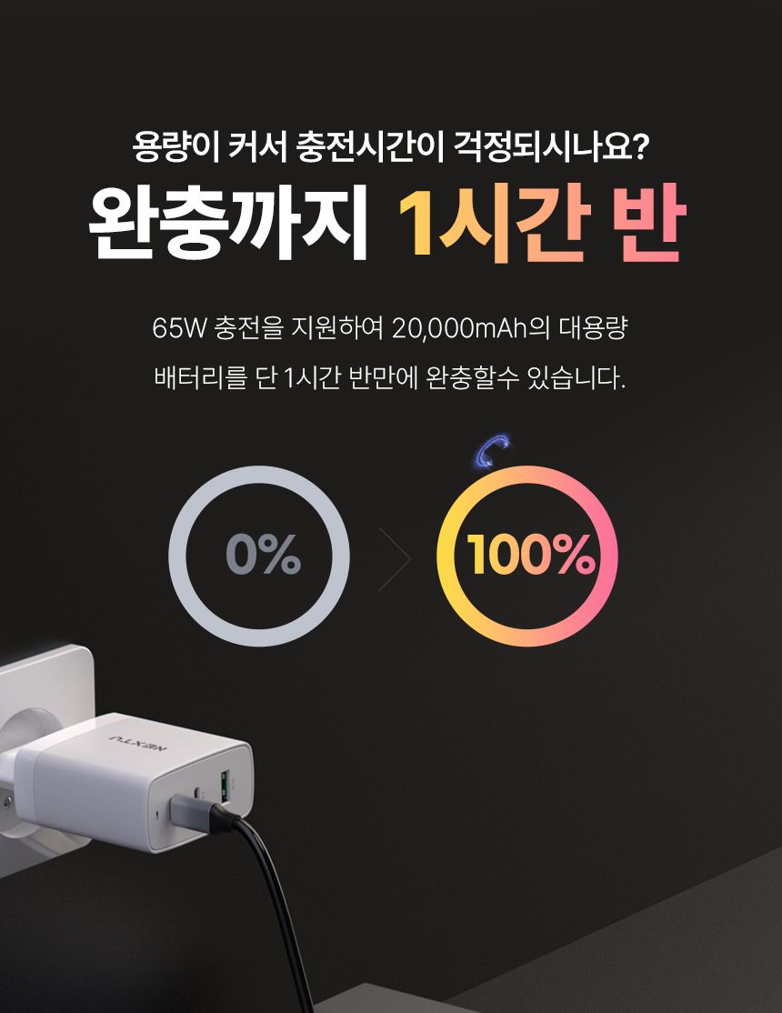 넥스트유 보시노 고속 충전 65W 20000 보조배터리/20000보조배터리/고속충전보조배터리/보조배터리/스마트